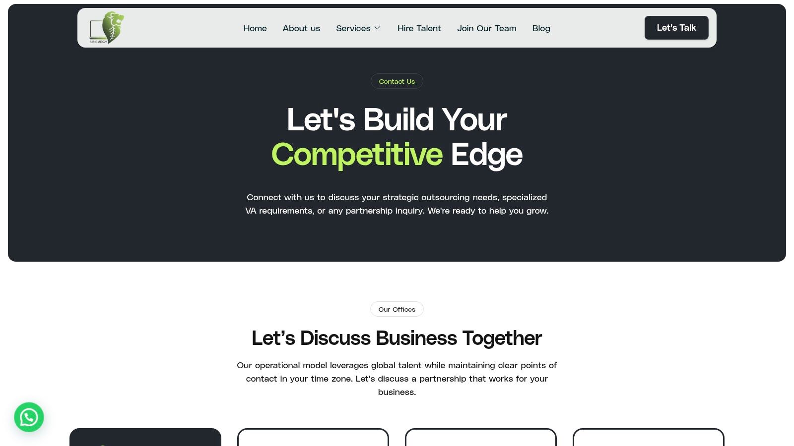 Screenshot from https://www.ninearchs.com/contact-us